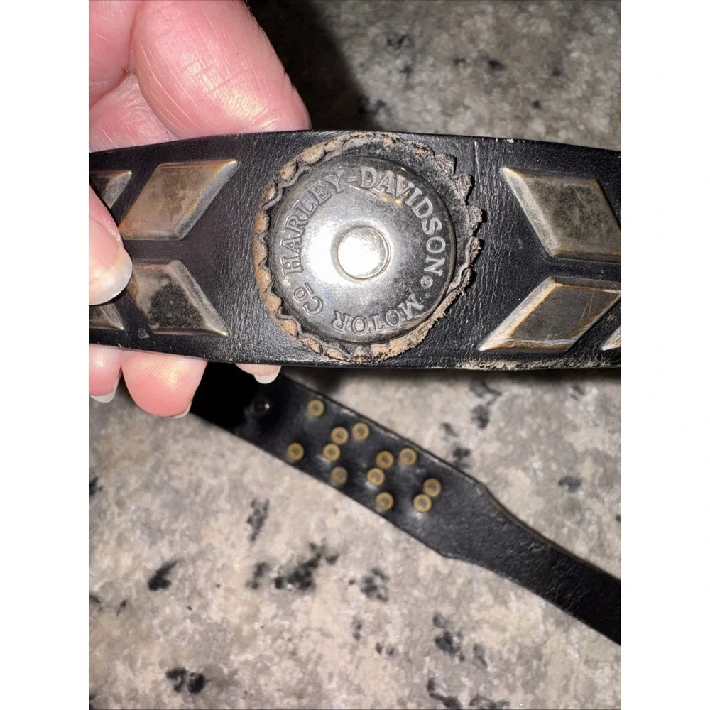 Vtg Harley Davidson 97746 Black Leather Ornate Detail Belt Mens Sz Sz 32 / 34